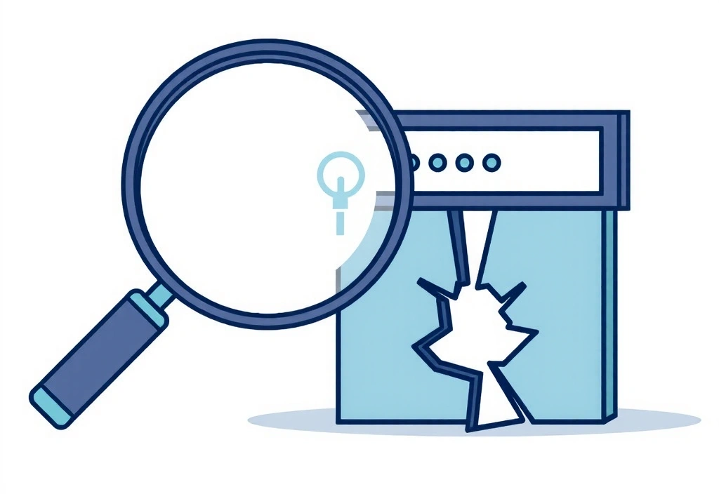 Illustration of a magnifying glass searching for a web page