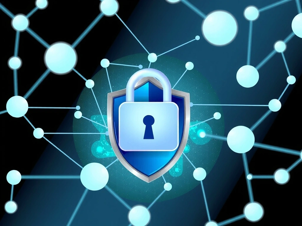 Illustration of data privacy and security with a lock icon and digital shield