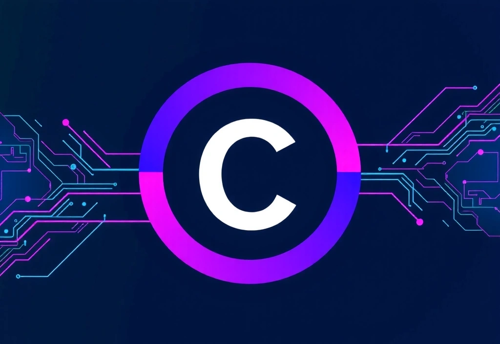 Copyright symbol with digital elements