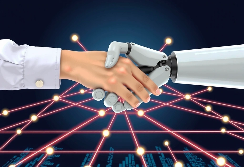 Digital handshake symbolizing agreement on terms