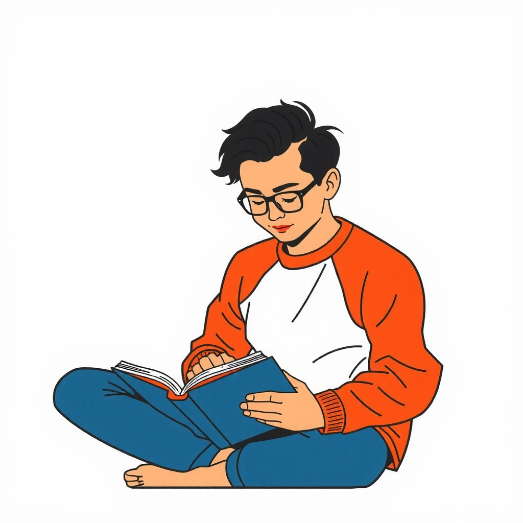 Illustration of a person reading a book